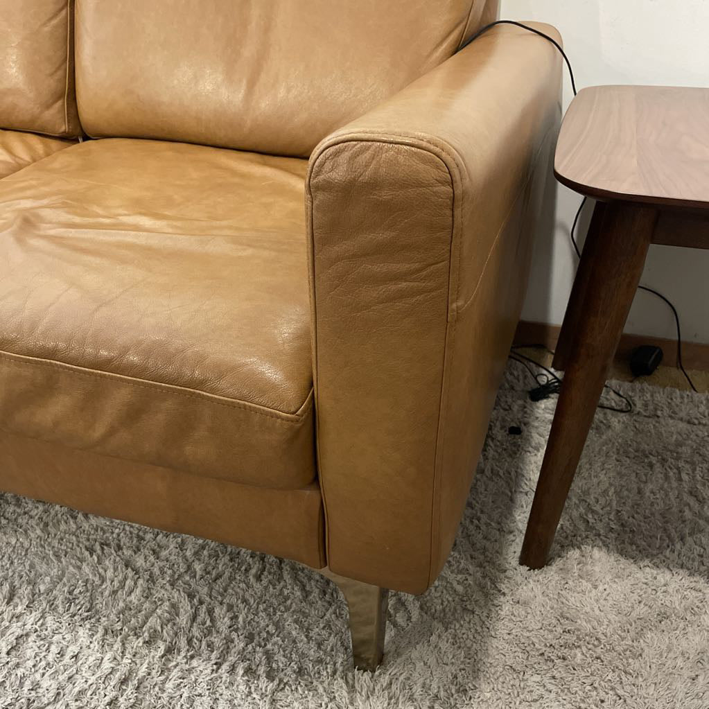 Camel Leather Burrow Nomad Modular Sofa w Reversible Ottoman