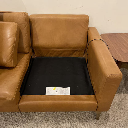 Camel Leather Burrow Nomad Modular Sofa w Reversible Ottoman