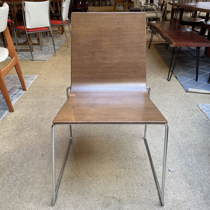 Andreu World Bentwood & Chrome Leg Stacking Dining Chair