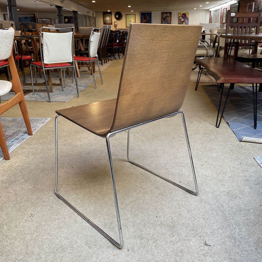 Andreu World Bentwood & Chrome Leg Stacking Dining Chair