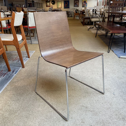 Andreu World Bentwood & Chrome Leg Stacking Dining Chair