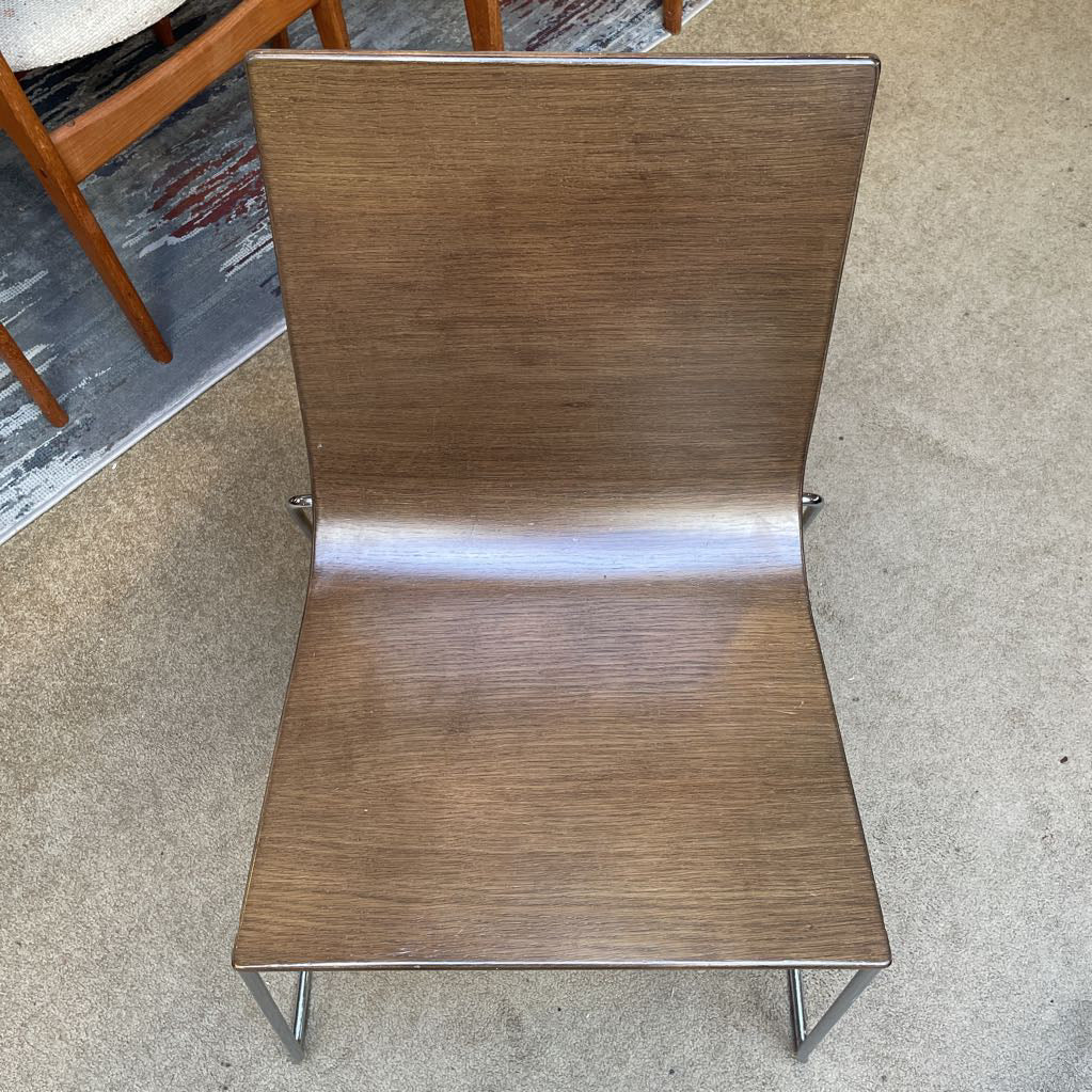 Andreu World Bentwood & Chrome Leg Stacking Dining Chair