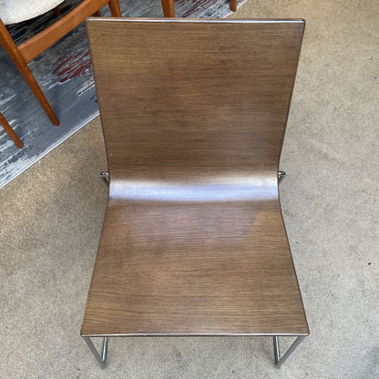 Andreu World Bentwood & Chrome Leg Stacking Dining Chair