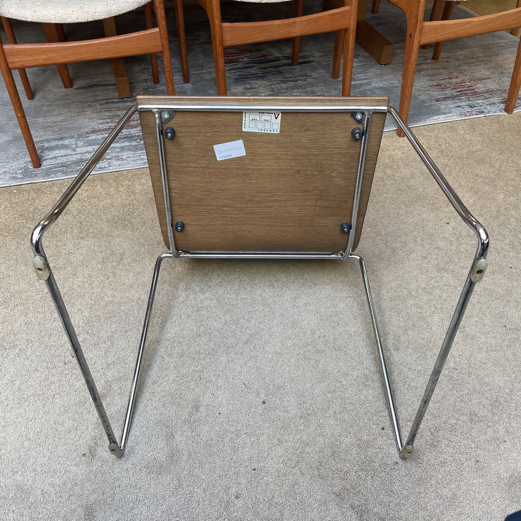 Andreu World Bentwood & Chrome Leg Stacking Dining Chair