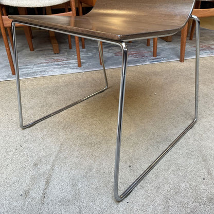 Andreu World Bentwood & Chrome Leg Stacking Dining Chair