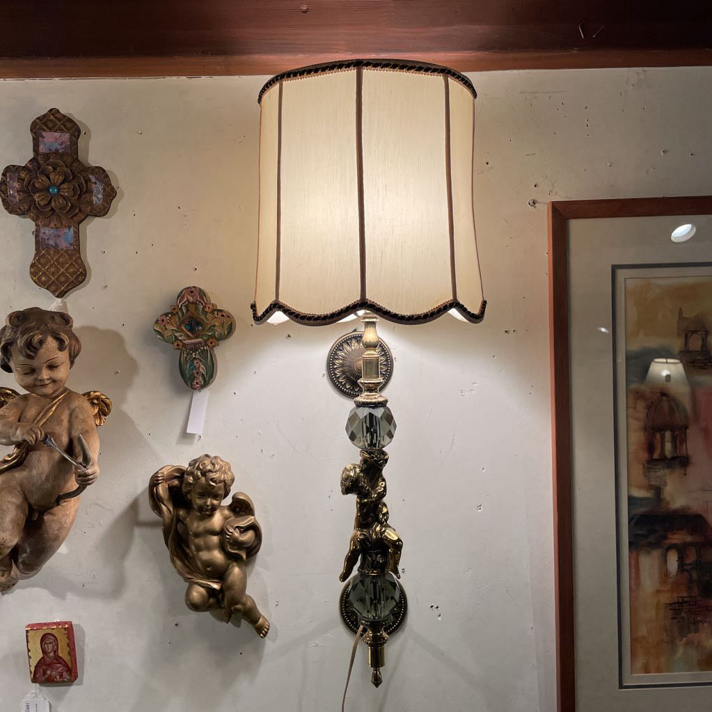 Gold Chrub Wall Sconce with Barrel Shade