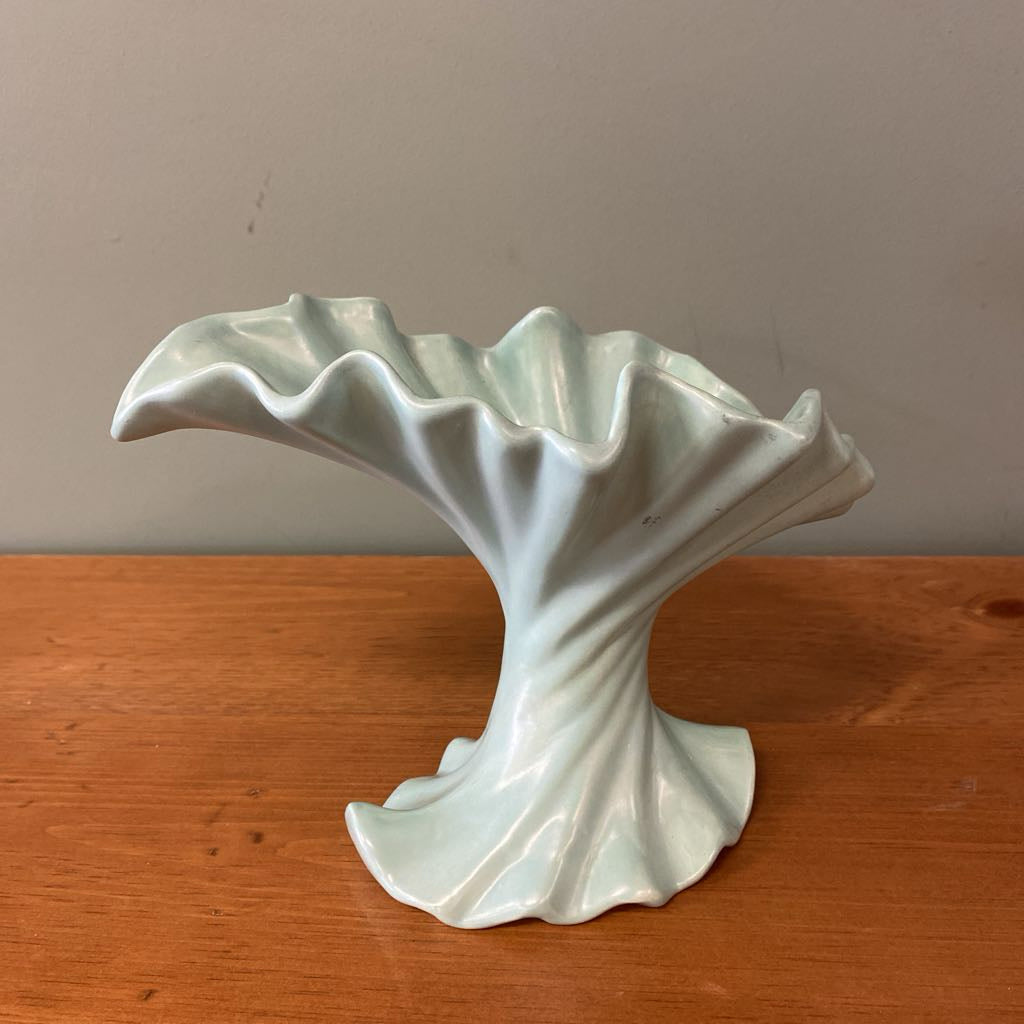Vintage Signed Teal Swirl Design Vase