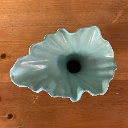 Vintage Signed Teal Swirl Design Vase