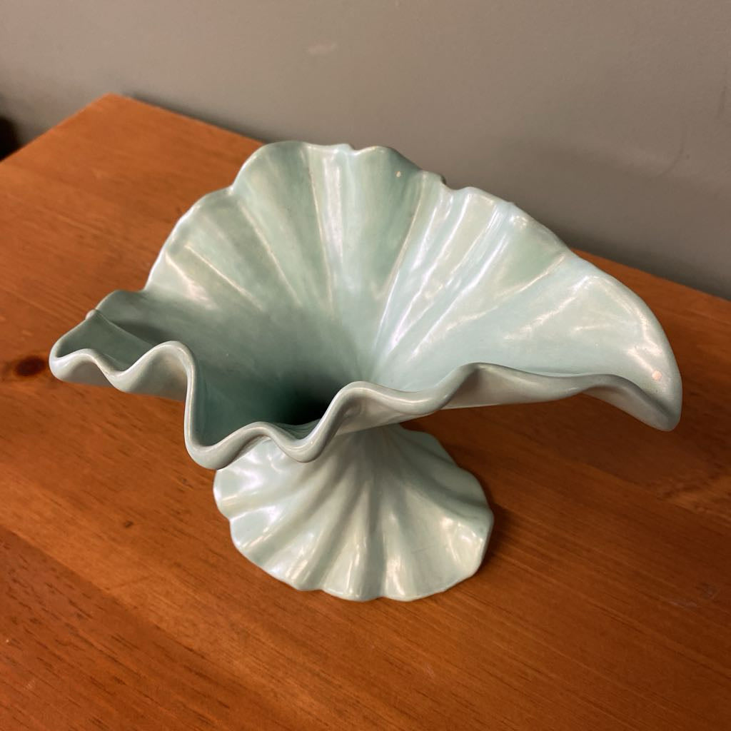 Vintage Signed Teal Swirl Design Vase