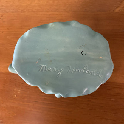 Vintage Signed Teal Swirl Design Vase