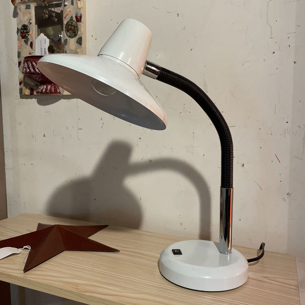 White Enamel Desk Lamp with Bendy Neck
