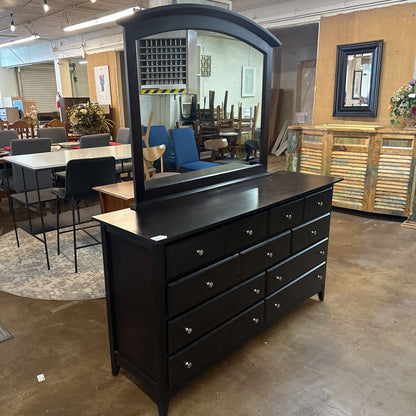 Espresso Lowboy Dresser With Vanity Mirror