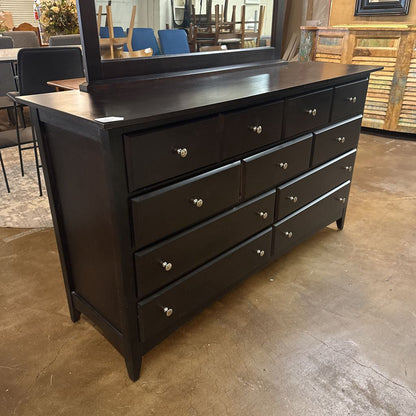 Espresso Lowboy Dresser With Vanity Mirror