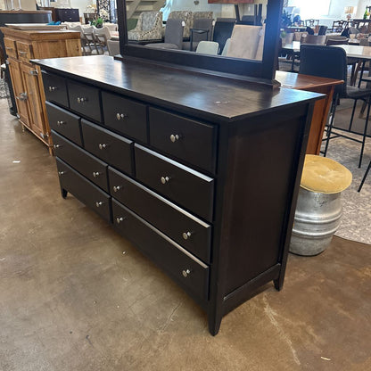 Espresso Lowboy Dresser With Vanity Mirror