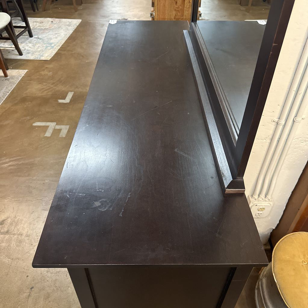 Espresso Lowboy Dresser With Vanity Mirror