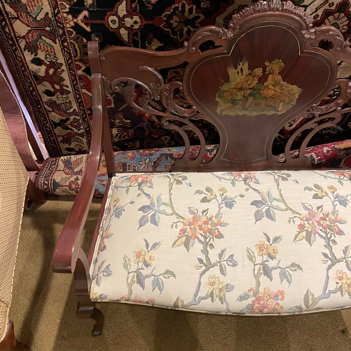 Vintage Settee with Courting Couple