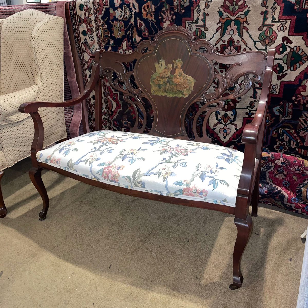Vintage Settee with Courting Couple