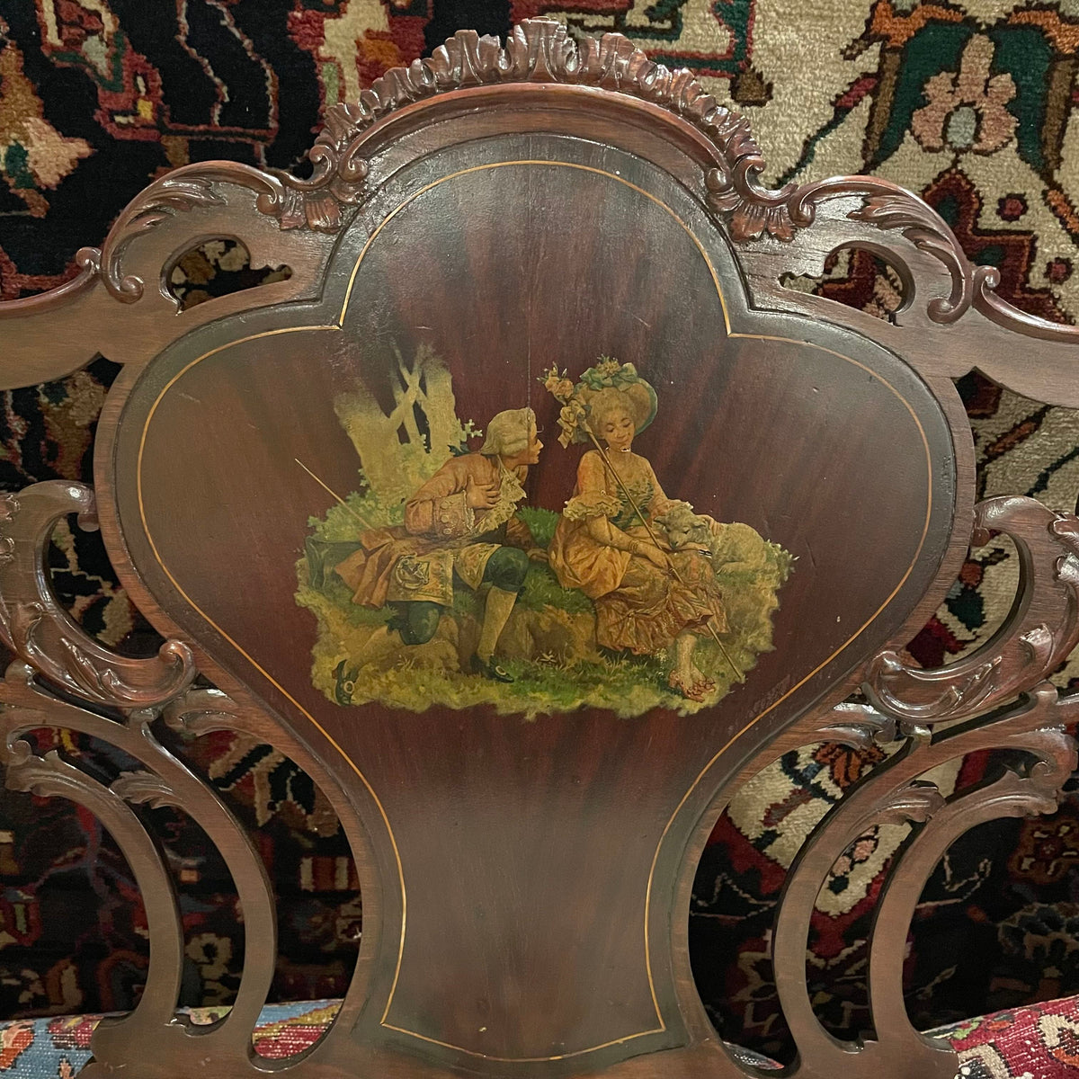 Vintage Settee with Courting Couple