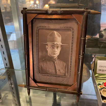 Antique Photo of Gent in Uniform in Bullets Frame AS IS