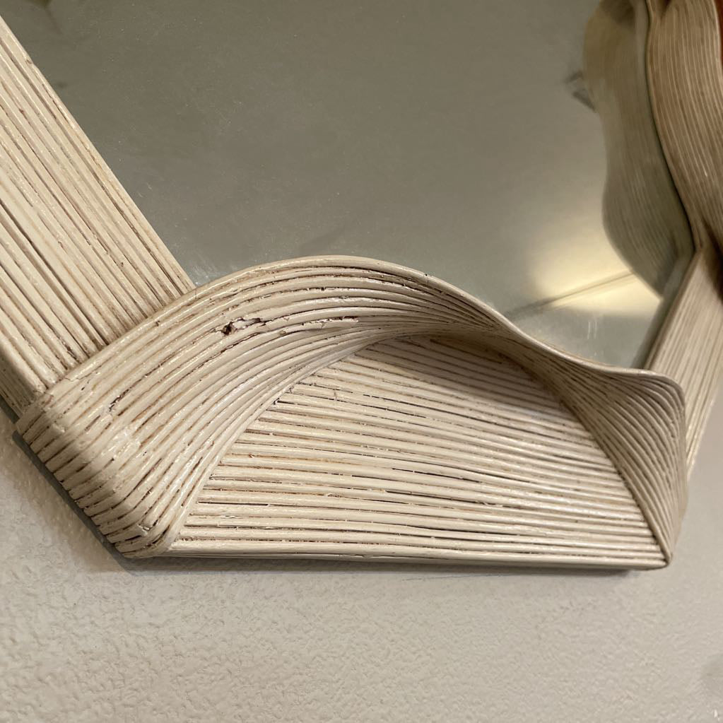 Octagonal Mirror with Off-White Grooved Ribbon Frame
