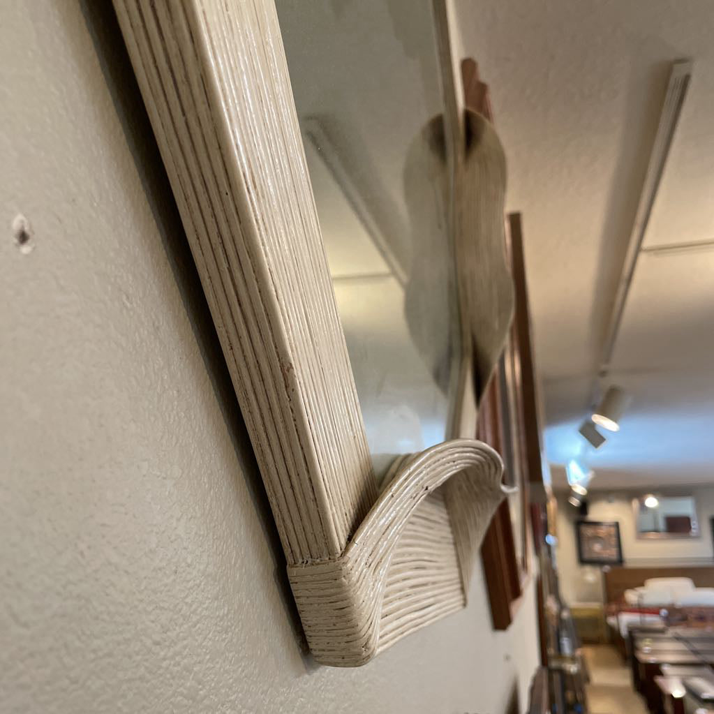 Octagonal Mirror with Off-White Grooved Ribbon Frame