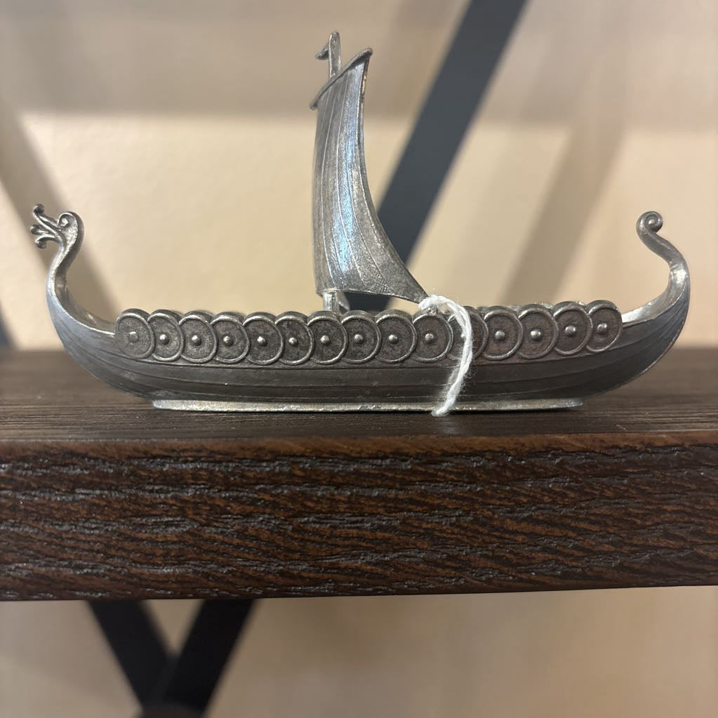 Vintage Tin Pewter Viking Boat