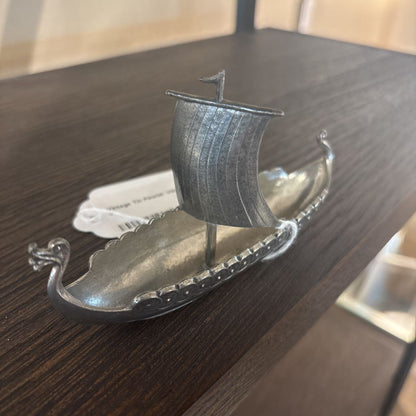 Vintage Tin Pewter Viking Boat