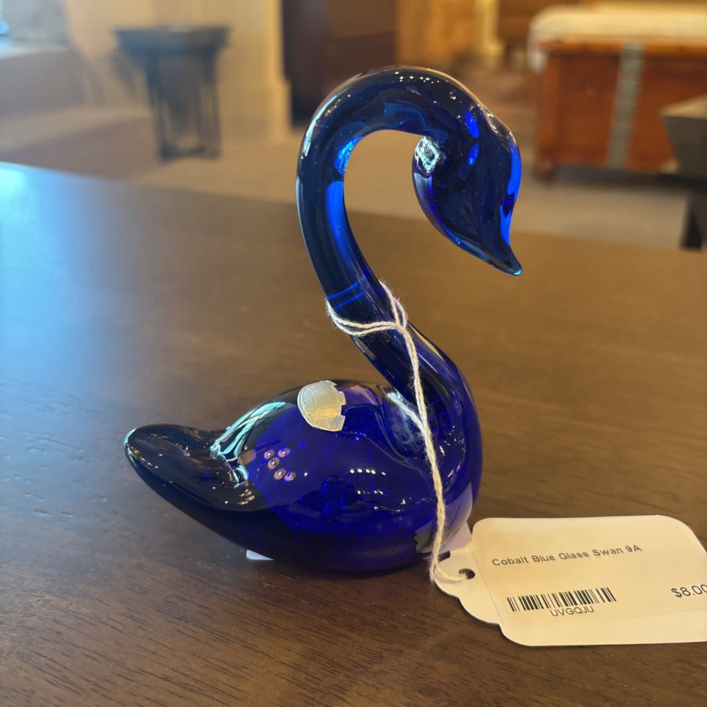 Cobalt Blue Glass Swan