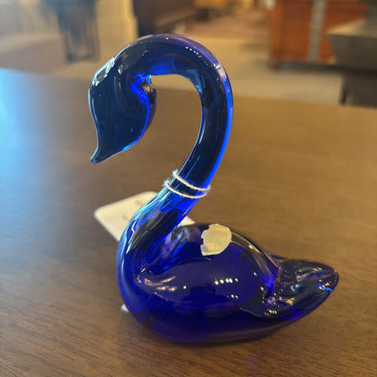 Cobalt Blue Glass Swan