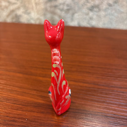 Red Ceramic Long Neck Cat