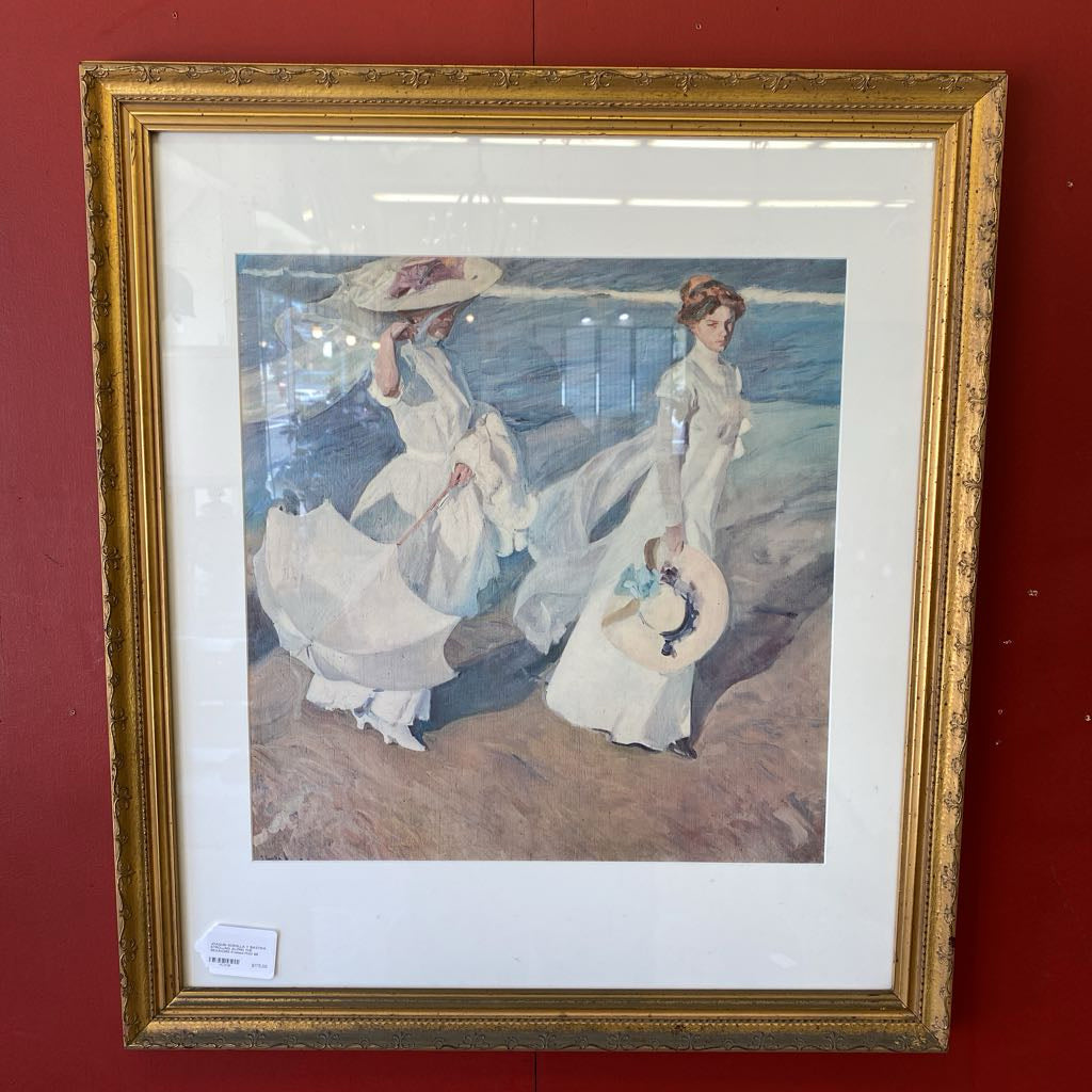 JOAQUIN SOROLLA Y BASTIDA STROLLING ALONG THE SEASHORE Framed Print