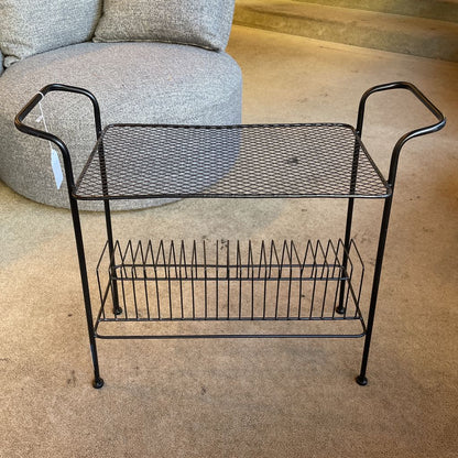 Black Wire Mesh Record Rack Table