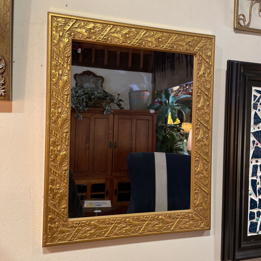 Gold with Leaves Motif Frame Small Mirror