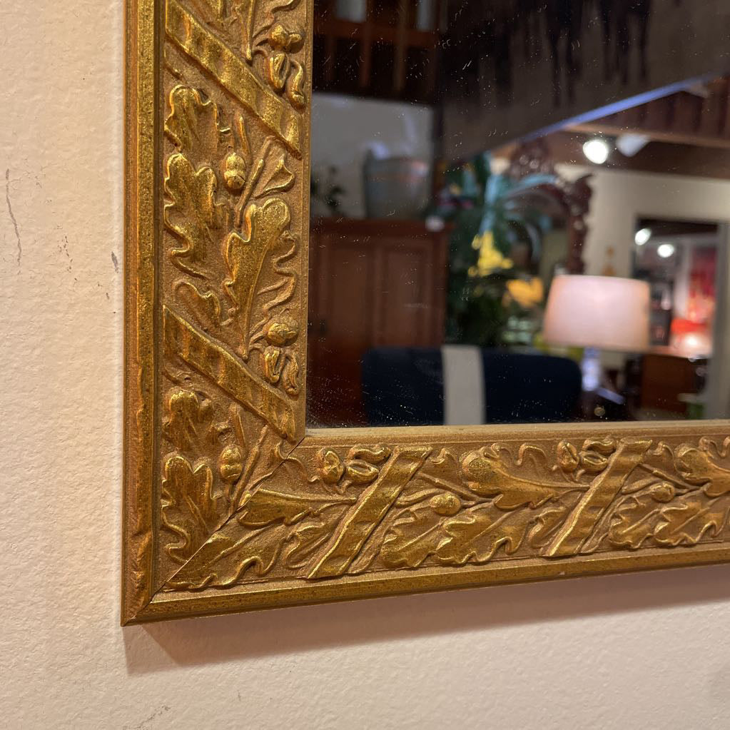 Gold with Leaves Motif Frame Small Mirror