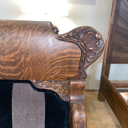 Quartersawn Oak Frame Black Striped Accent Chair