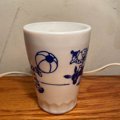 Creepy Clown Rodeo Milk Glass Cup