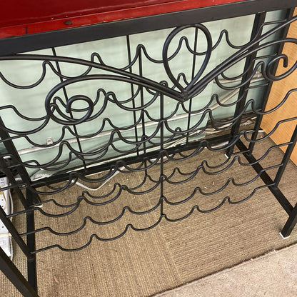 Scrolly Black Metal Red Two Drawer Wine Rack
