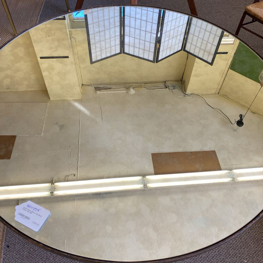 Round Rustic Mirror Top Metal Dining Table