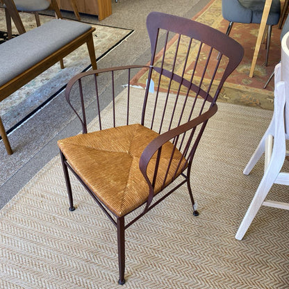 Rustic Rattan Seat Metal Dining Chair