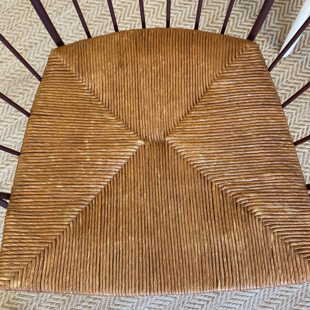Rustic Rattan Seat Metal Dining Chair