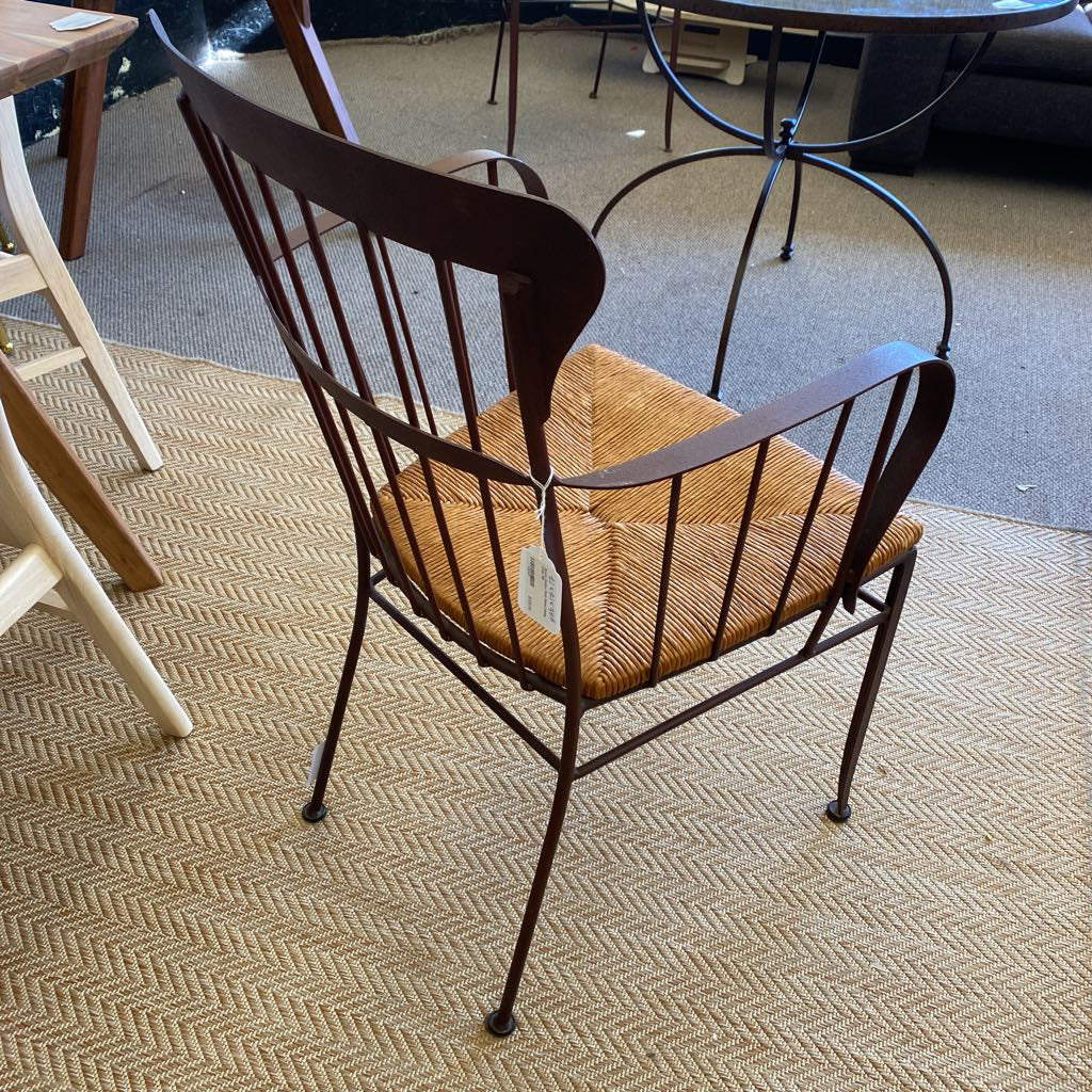 Rustic Rattan Seat Metal Dining Chair