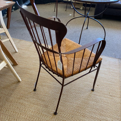 Rustic Rattan Seat Metal Dining Chair