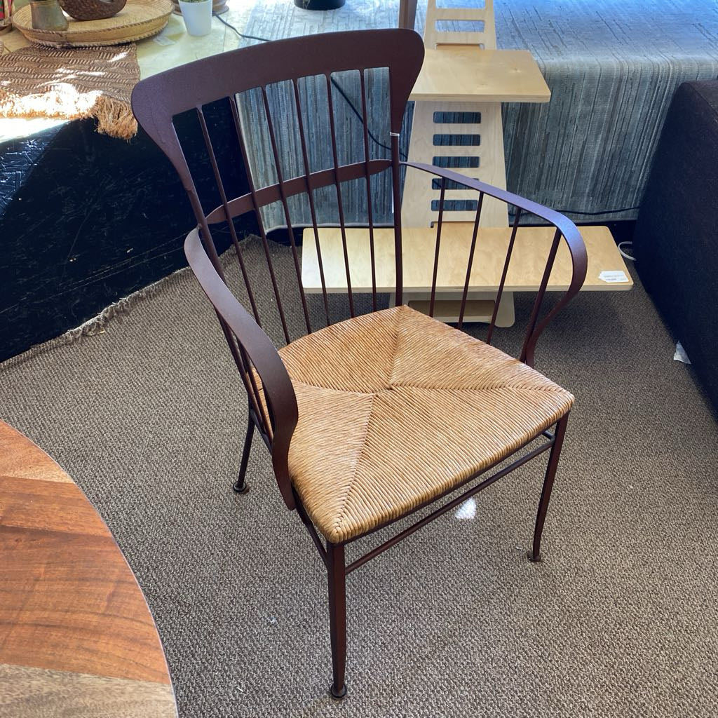 Rustic Rattan Seat Metal Dining Chair