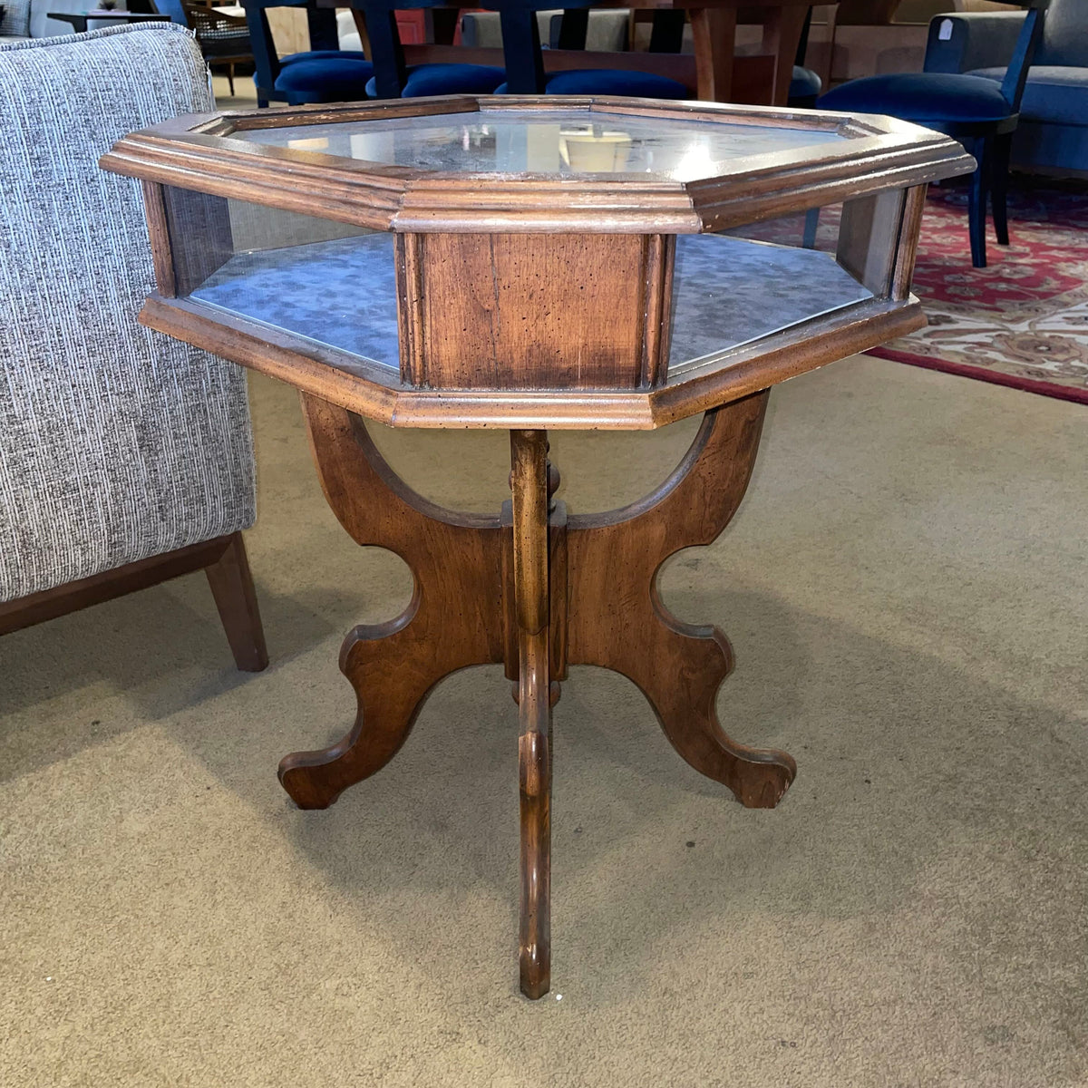 Glass Top Octogon Parlor End Table C SIDE TABLES