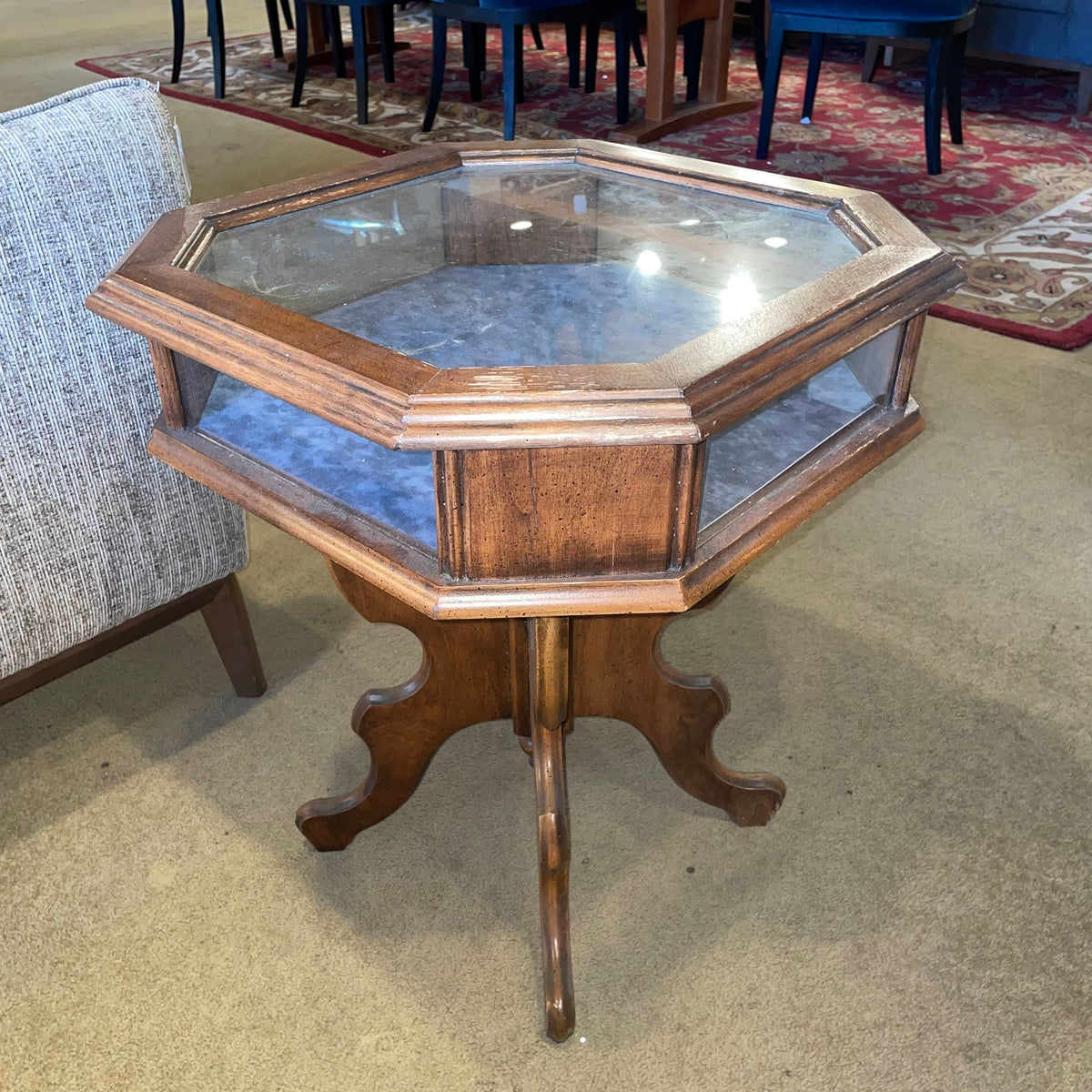 Glass Top Octogon Parlor End Table C SIDE TABLES