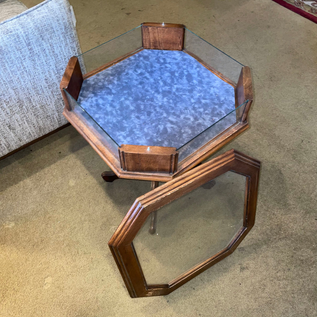 Glass Top Octogon Parlor End Table C SIDE TABLES