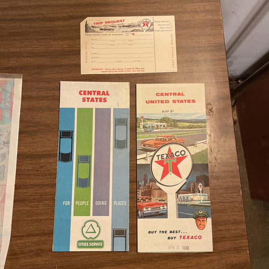 Vintage TEXACO Touring Service Metal Map Box & Tour Kit in Plastic Sleeve UNIQUE FINDS