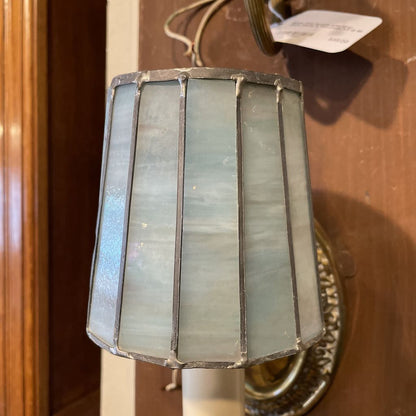 Brass Wall Sconce with Grey Glass Shade & Pull-Chain AS IS