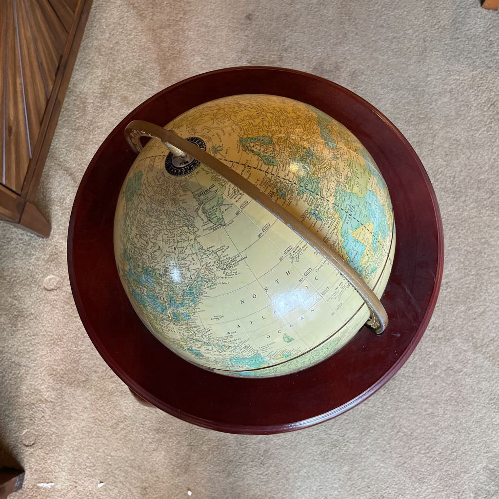 Vintage Imperial World Globe on Wood Flood Stand