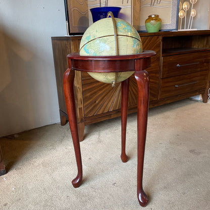 Vintage Imperial World Globe on Wood Flood Stand